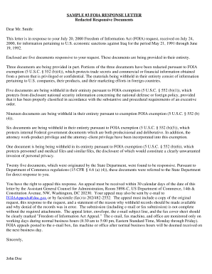 Dom of information example - SAMPLE #3 FOIA RESPONSE LETTER Redacted Responsive ... - ita doc