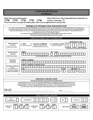 Transit Benefit Program Enrollment Form