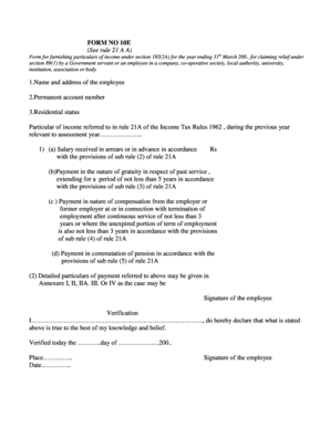 Form 10E for Income Tax Relief