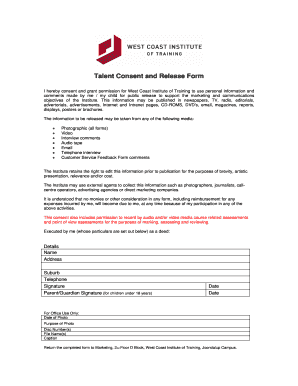 Talent Consent and Release Form