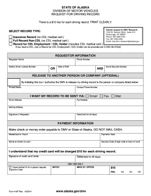 Alaska Driving Record Request Form