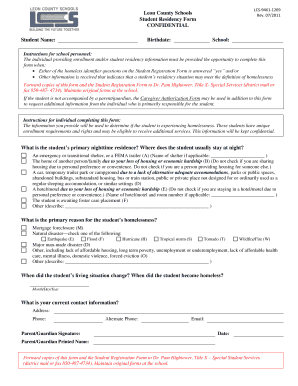Leon County Schools Student Residency Form