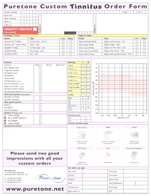 Pure Tone Custom Hearing Aid Order Form