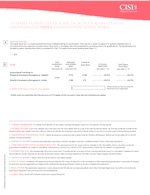 International Certificate in Wealth & Investment Management Exam Entry Form