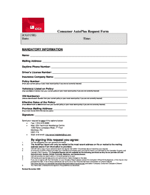 Consumer AutoPlus Request Form
