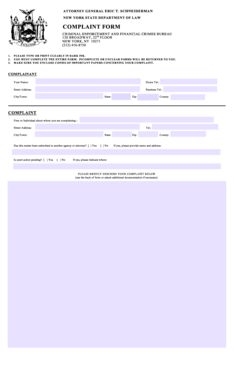 New York State Attorney General Complaint Form