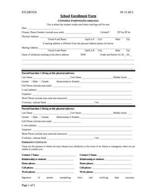 School Enrollment Form