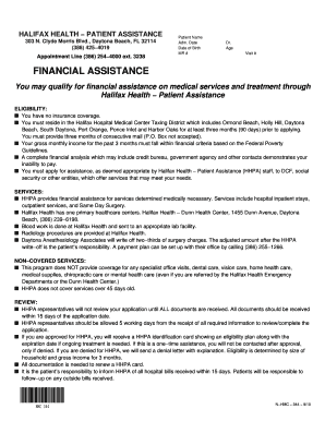 Halifax Health Patient Assistance Application