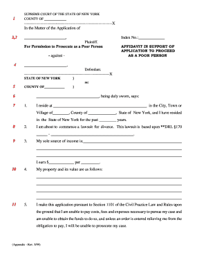 New York Poor Person Affidavit