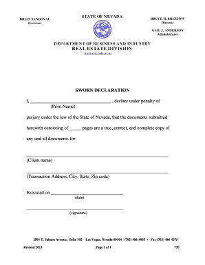 Nevada Sworn Declaration Form