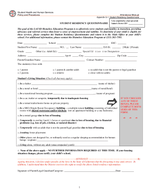 Student Residency Questionnaire