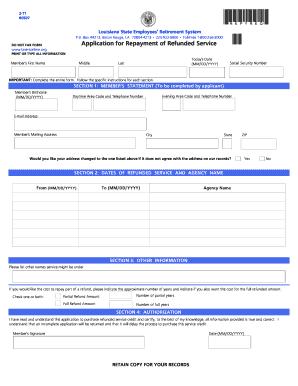 Louisiana State Employees' Retirement System Repayment Form