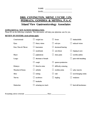Supplemental New Patient Information Form