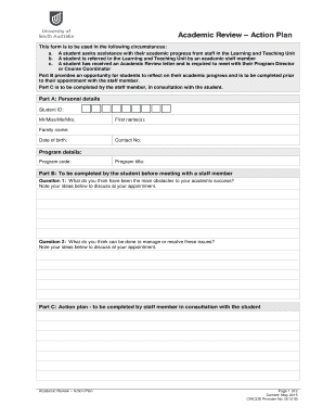 Academic Review – Action Plan