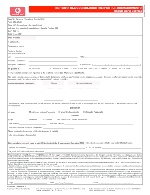 RICHIESTA BLOCCO/SBLOCCO IMEI PER FURTO/SMARRIMENTO
