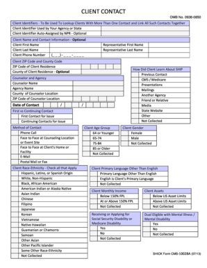 SHICK Form CMS-10028A