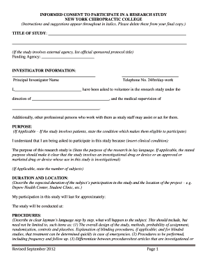 Informed Consent for Research Study