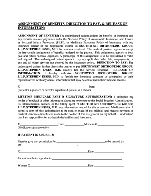 Assignment of Benefits and Release of Information