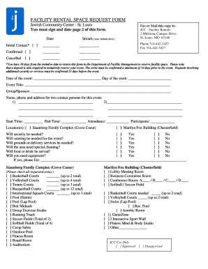Jewish Community Center Facility Rental Request Form