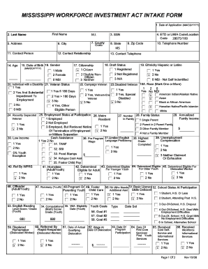 Mississippi Workforce Investment Act Intake Form