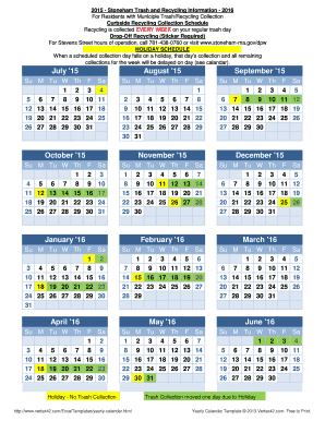 Yearly Calendar Template - Portrait