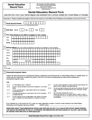 Dental Education Record Form