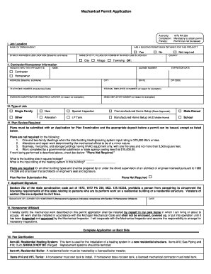 Michigan Mechanical Permit Application