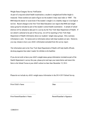 New York BMI Survey Opt-Out Form