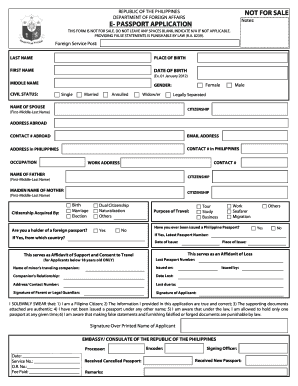 Philippines E-Passport Application Form
