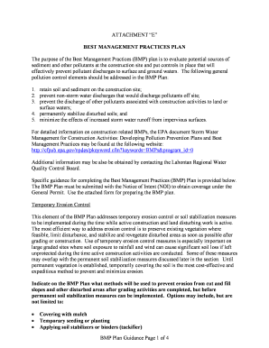 Best Management Practices Plan