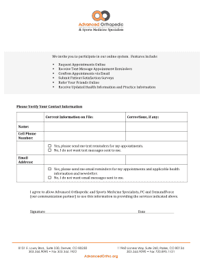Patient Contact Information Verification Form