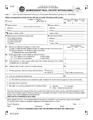 South Carolina Nonresident Real Estate Withholding Form I-290