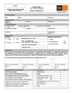 Malta Vehicle Licensing Declaration Form