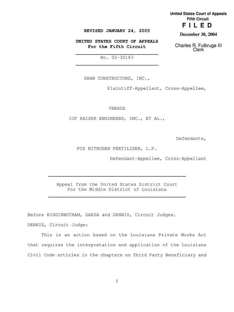 Fillable Online ca5 uscourts SHAW CONSTRUCTORS, INC Fax Email Print