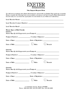 Visa Support Request Form