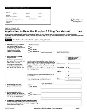 Chapter 7 Filing Fee Waiver Application