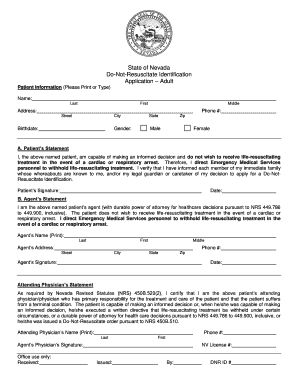 Nevada Do-Not-Resuscitate Identification Application