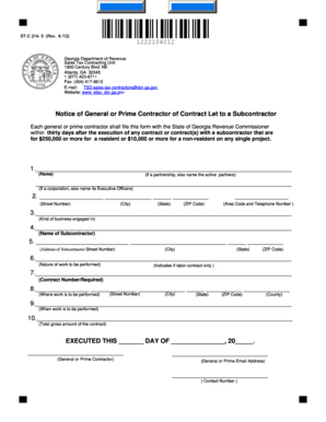 Georgia Sales Tax Contractor Notice
