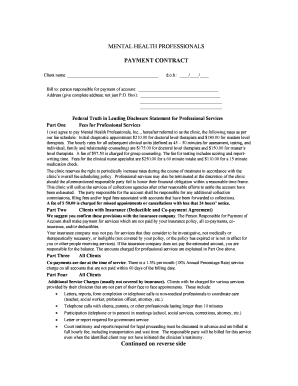 Mental Health Professional Payment Contract
