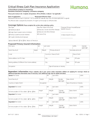 Critical Illness Insurance Application