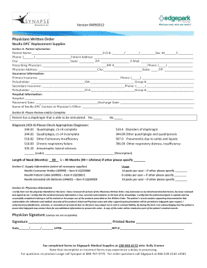 Physicians Written Order for NeuRx DPS Replacement Supplies