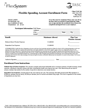 Flexible Spending Account Enrollment Form