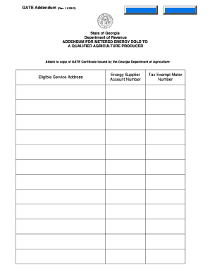 Georgia GATE Addendum for Agricultural Energy