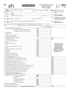 Alabama Financial Institution Excise Tax Return