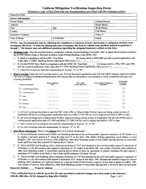 Florida Uniform Mitigation Verification Inspection Form