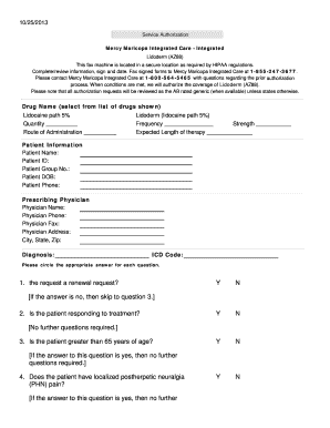 Service Authorization for Lidoderm