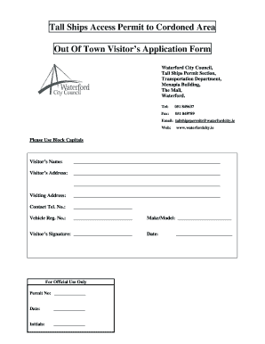 Tall Ships Access Permit Application