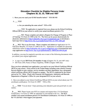 VA Education Benefits Checklist
