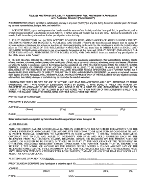 Release and Waiver of Liability Agreement