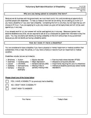Voluntary Self-Identification of Disability Form CC-305